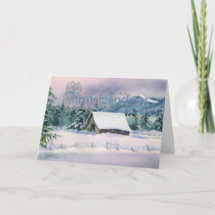 GOD JUL WINTER BARN by SHARON SHARPE Helgkort