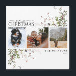God jul Winter Berry 3-fotomagnetiskt kort<br><div class="desc">Tittar du ett unikt och vackert Julhälsningar kort som ska skickas till dina vänner och familj i år? Ta en titt på God jul Winter Berry Calligraphy Botanical Helgdag Card Magnet! Det här festkortet och snyggten har god jul i modern kalligrafi, 3 favoritfoton och ett trendig, löst arrangemangt av festiv...</div>