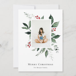 God jul Winter Berry Botanical Photo Julkort