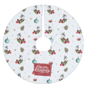 God jul Winter Bird Mönster Watercolor Julgransmatta Borstad Polyester