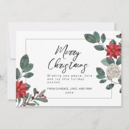 God jul Winter Blommigt Julkort