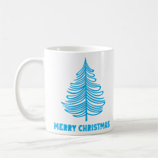 God jul Winter Blue Träd långärmad Kaffemugg