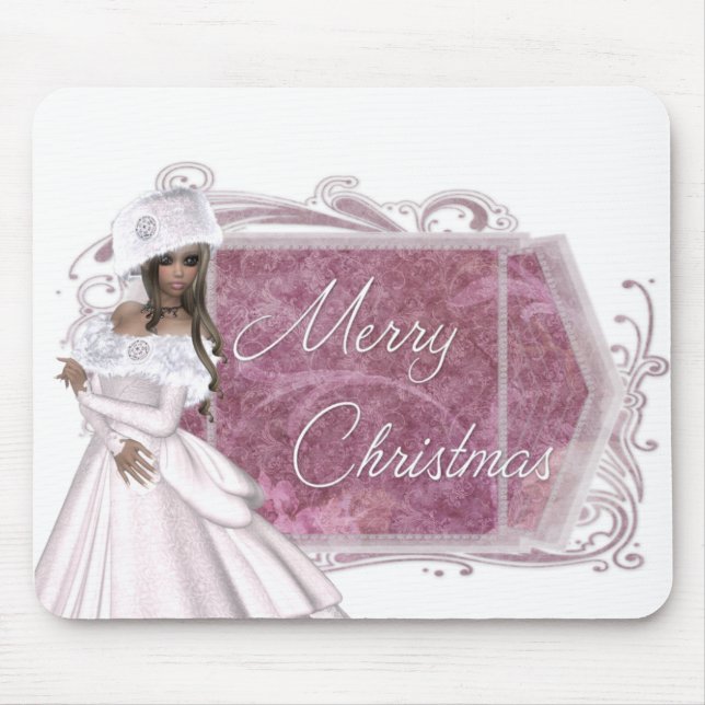 God jul Winter Dam Designad Mousepad Musmatta (Framsidan)