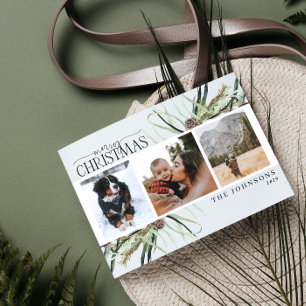 God jul Winter Dusty Calligraphy Botanical Helg Vykort