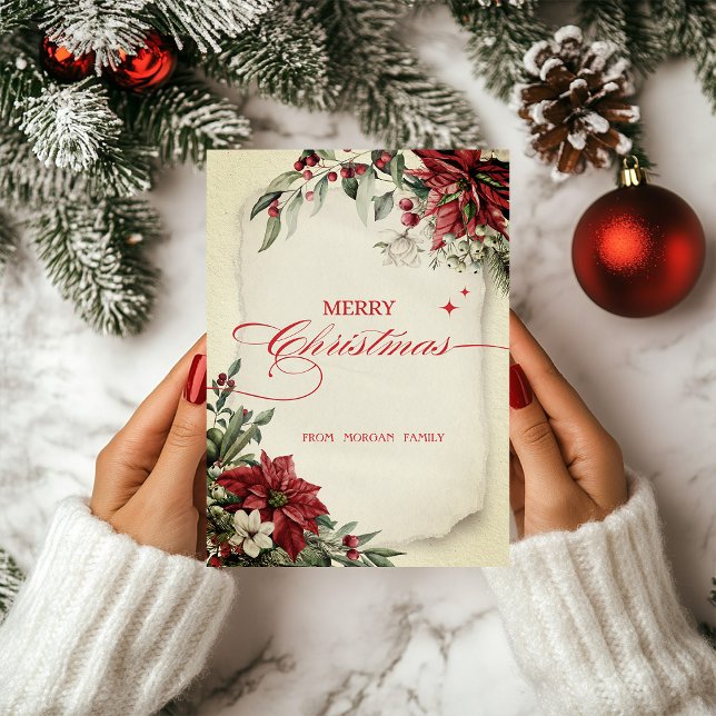 God jul Winter Flowers Poinsettia Helgdag Helgkort (Skapare uppladdad)