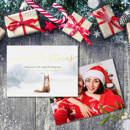 God jul Winter Fox Photo Guld