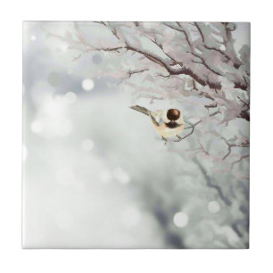 God jul Winter Frost Bird Traditional Kakelplatta