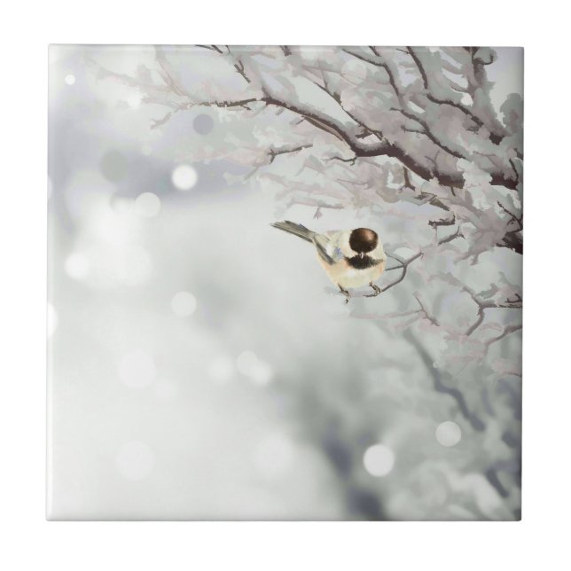 God jul Winter Frost Bird Traditional Kakelplatta (Framsidan)