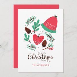 God jul Winter Hat och Pinecones Julkort