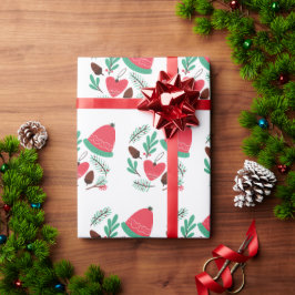 God jul Winter Hat och Pinecones Presentpapper