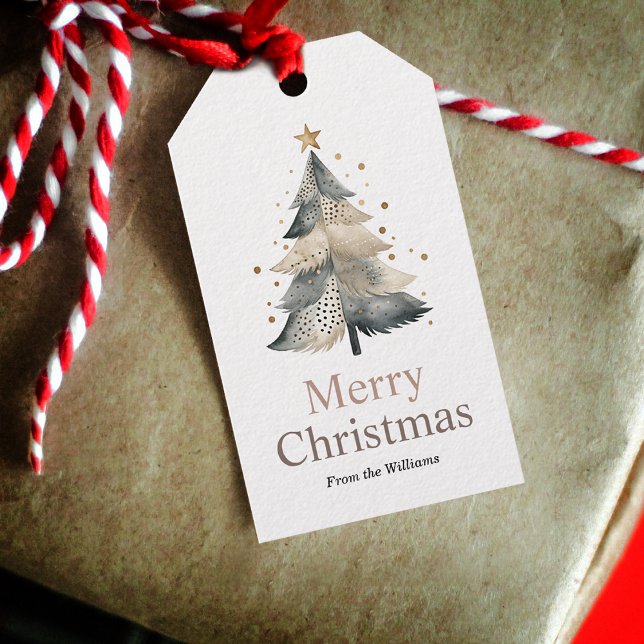 God jul Winter Helgdag Träd Presentetikett (Add an extra touch of charm to your holiday gift-giving with this warm, festive gift tag!)