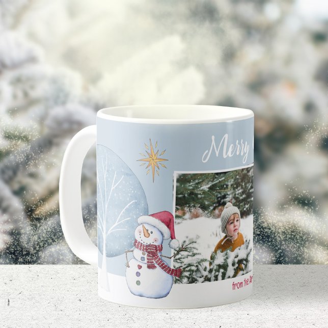 God jul Winter Illustration Two Photos Kaffemugg (Merry Christmas Winter Two Photo Keepsake Coffee Mug ©Susanne Sachers - Sunny Mind Design 🌞)