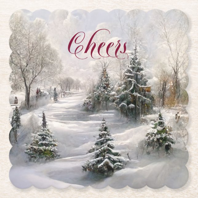 God jul Winter Ligcape Gräs Forest Underlägg Papper (Framsida)