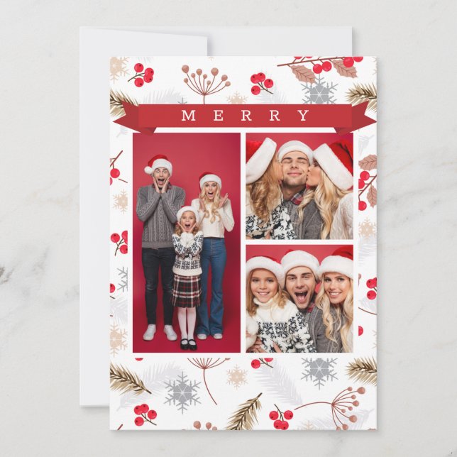 God jul Winter Modern Fir Holly 3 Photo (Framsida)