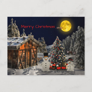 God jul Winter Nattscen Vykort