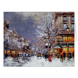 God Jul. Winter Parisian Scene C Hälsningskort