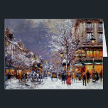 God Jul. Winter Parisian Scene C Hälsningskort<br><div class="desc">God Jul. Anpassadets julkort/julfestinbjudningar med en vintage Paristisk julscenmålning efter Edouard Leon Cortes . Matchningskort och presenter som finns tillgängliga i vår butik under jul och nyår/finkonst.</div>