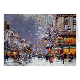 God Jul. Winter Parisian Scene C Hälsningskort