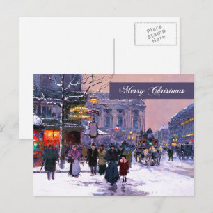 God Jul. Winter Parisian Scene Helg Vykort
