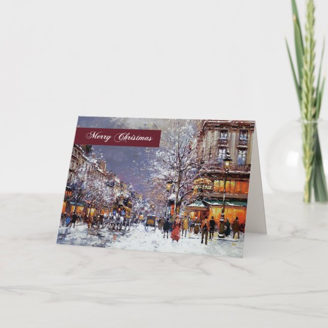 God Jul. Winter Parisian Scene Helgkort (Framsida)