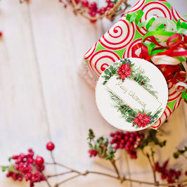 God jul Winter Red Hälsning Runt Klistermärke