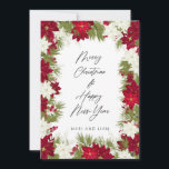 God jul Winter Red Poinsettia Photo Kort<br><div class="desc">God jul Winter Red and white Poinsettia</div>