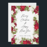 God jul Winter Red Poinsettia Photo Kort<br><div class="desc">God jul Winter Red and white Poinsettia</div>