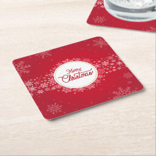 God jul Winter Snöflingor Red Festive Underlägg Papper Kvadrat