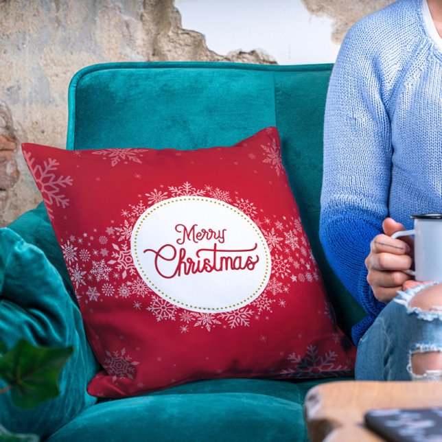 God jul Winter Snöflingor Red Helgdag Kudde (Skapare uppladdad)