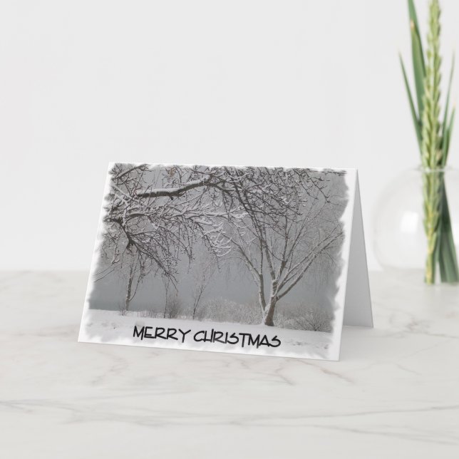 God jul-Winter Snowscen Helgkort (Framsida)