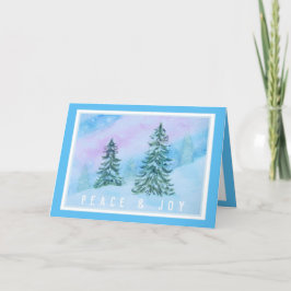 God jul Winter Träd Watercolor Kort