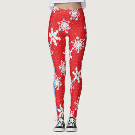 God Jul! Winter White Snöflingor Red Leggings