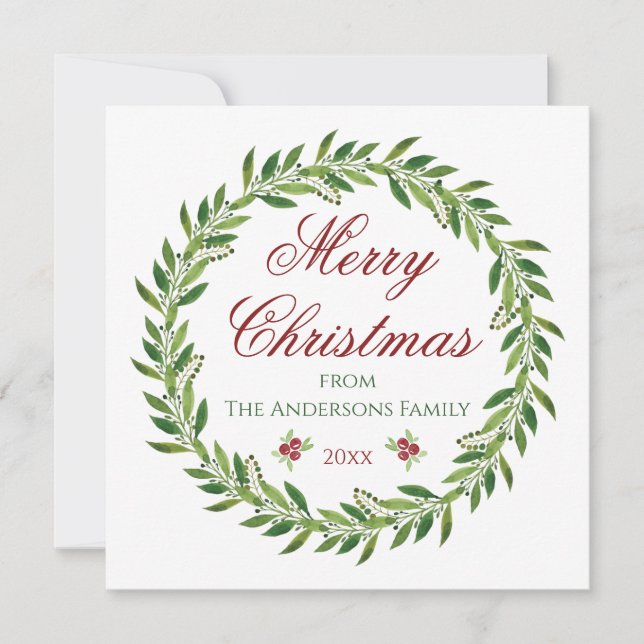 God jul Winter Winterkrans-familjen Inbjudningar (Framsida)