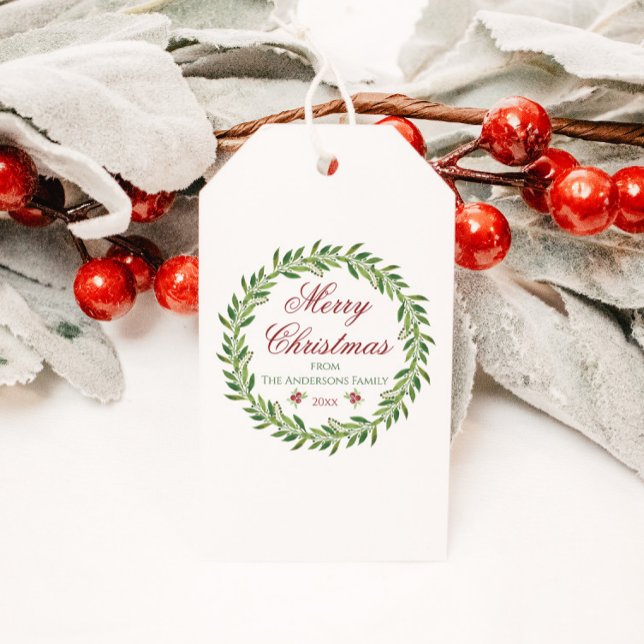 God jul Winter Winterkrans-familjen Presentetikett (Skapare uppladdad)