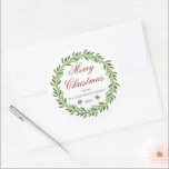 God jul Winter Winterkrans-familjen Runt Klistermärke<br><div class="desc">Minimalistkrämer för "God jul"-anpassade för kryddkrans.</div>