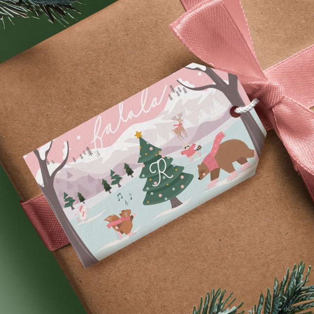 God jul Winter Wonderland Woodland Animals Presentetikett (Merry Christmas Winter Wonderland Woodland Animals Gift Tags)