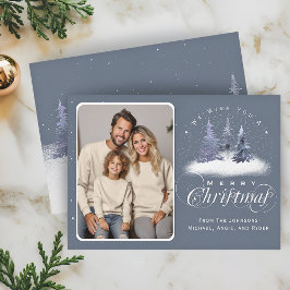God jul Winter Woodland Family Photo Julkort