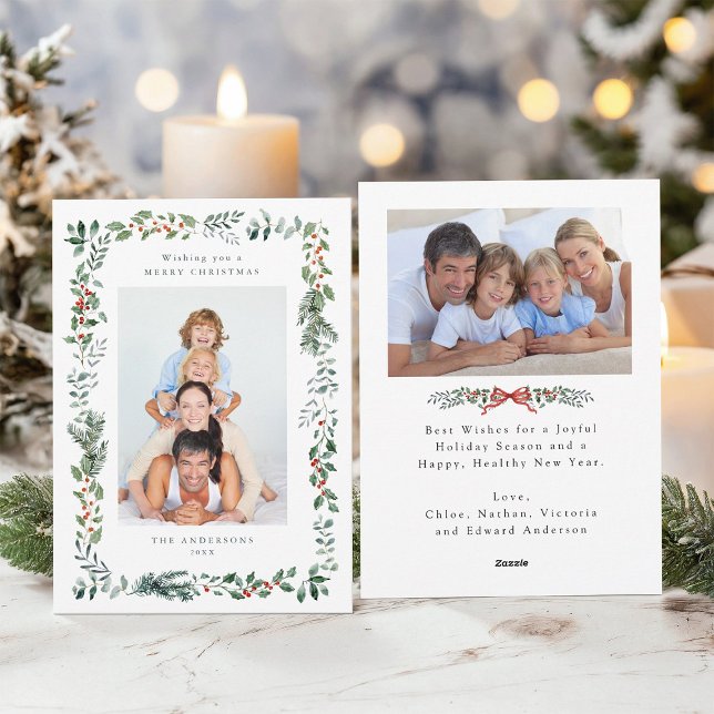 God jul Wish 2 Photo Julkort (Front & Back)