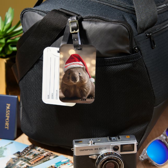 God Jul Wombat. Bagagebricka (Framsida & Baksida)