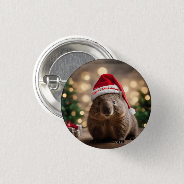 God Jul Wombat. Knapp (Framsida & baksida)