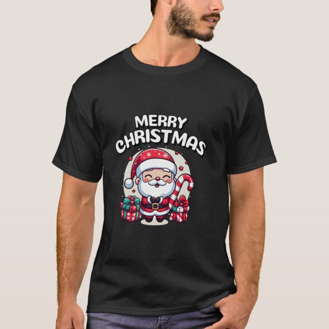 God jul Women Manar Children Cute Santa Clau T Shirt (Framsida)