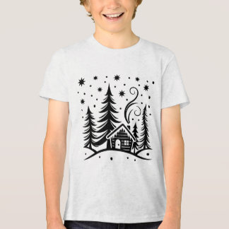 God jul Wonderland Träd House och Stars T Shirt