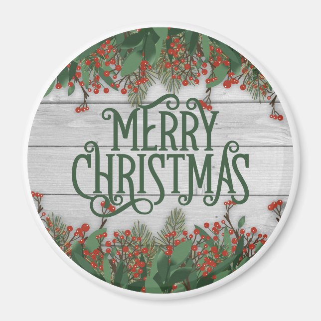 God jul Wood Background Magnet (Framsidan)