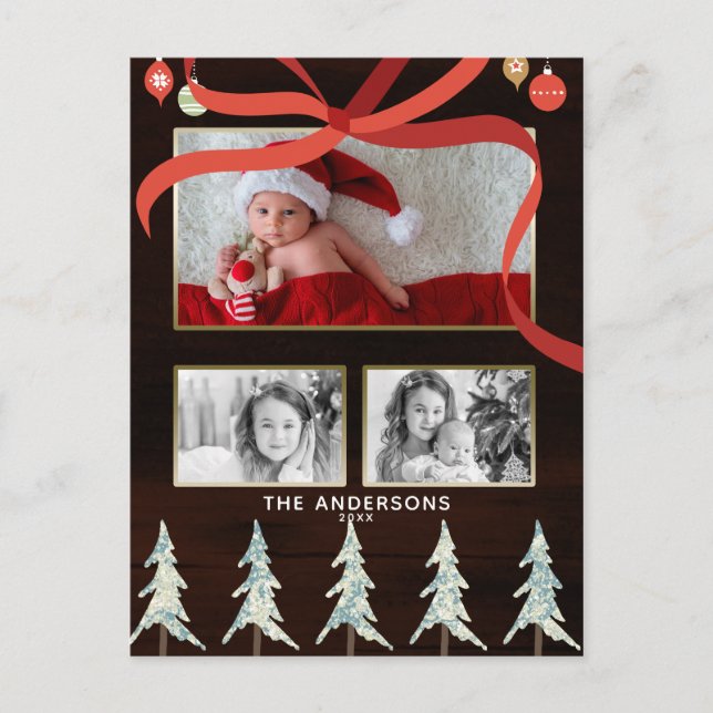 God jul Wood & Gräs Träd 4 Photo Helgdag Helg Vykort (Framsida)