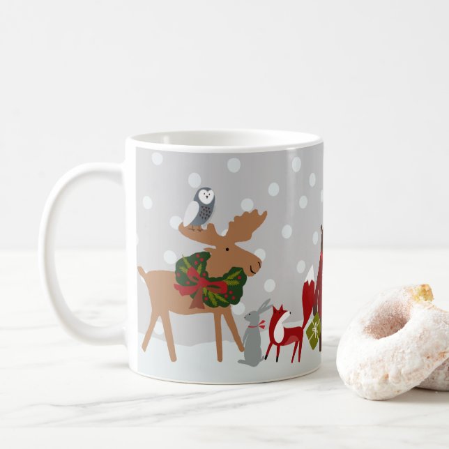 God jul Woodland Animals Snö Personlig Kaffemugg (Med munk)