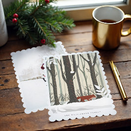 God jul Woodland Winter Forest Fox Foto Julkort
