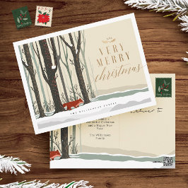 God jul Woodland Winter Forest Fox Helg Vykort