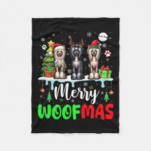 God jul Woof Three Santa Elf China Vapensköld Fleecefilt