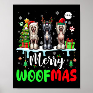 God jul Woof Three Santa Elf China Vapensköld Poster