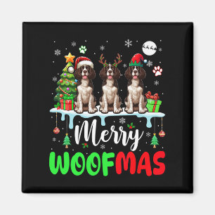 God jul Woof Three Santa English Springer Magnet